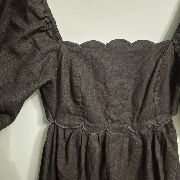 O.P.T Women's Boho Cottagecore Black Midi Open Back Dress Size Small - Picture 3 of 9